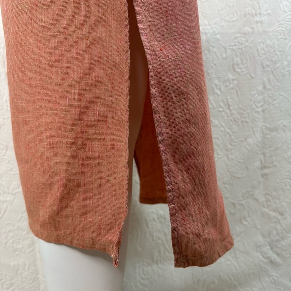 Flax by Jeanne Engelhart VTG Linen Sleeveless Midi Maxi Tank Dress Coral Orange - Picture 5 of 11